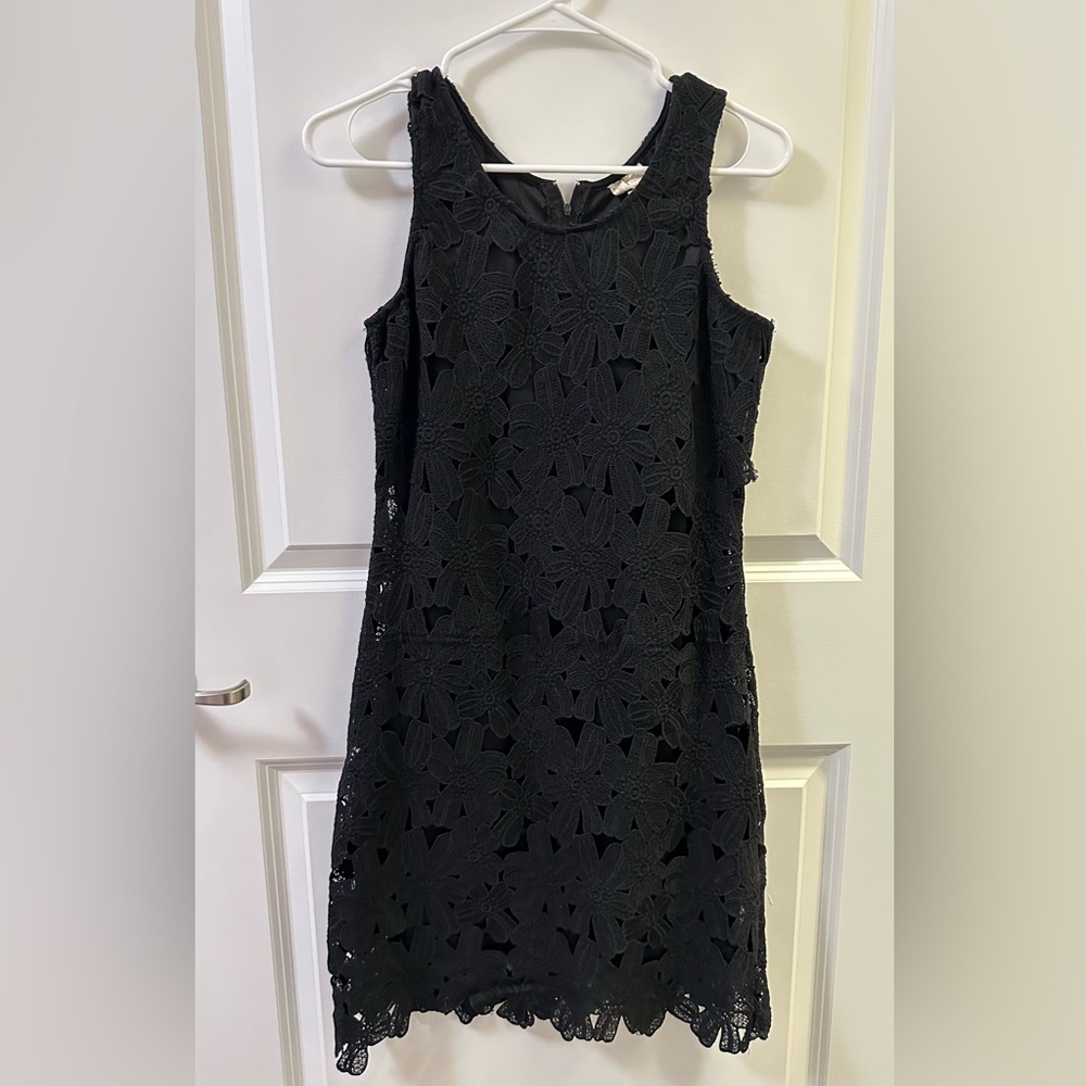 Short Black Flower Dress- Medium